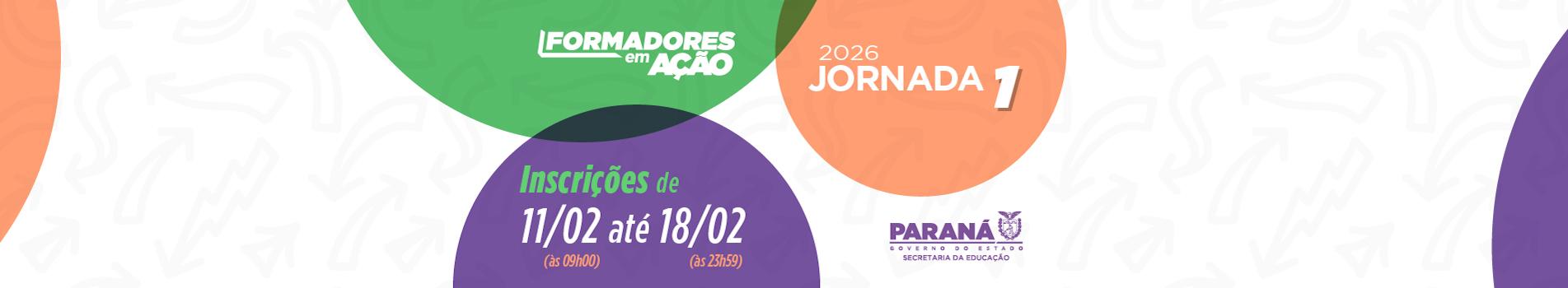 Banner Formadores em Ação 2026 - Jornada 1